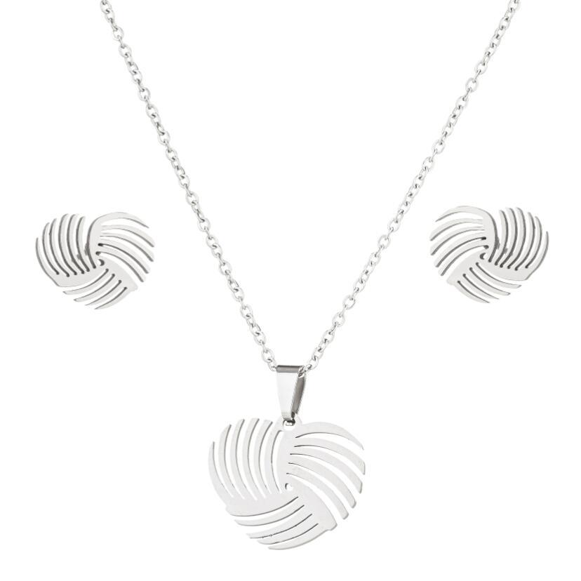 Collar de aretes de acero inoxidable traje al por mayor transfronteriza de moda sudamericana geométrica simple corazón nota conjunto de dos piezas para las mujeres
