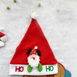 热销贴花卡通圣诞老人帽小朋友帽儿童圣诞帽跨饰品装饰亲子圣诞帽