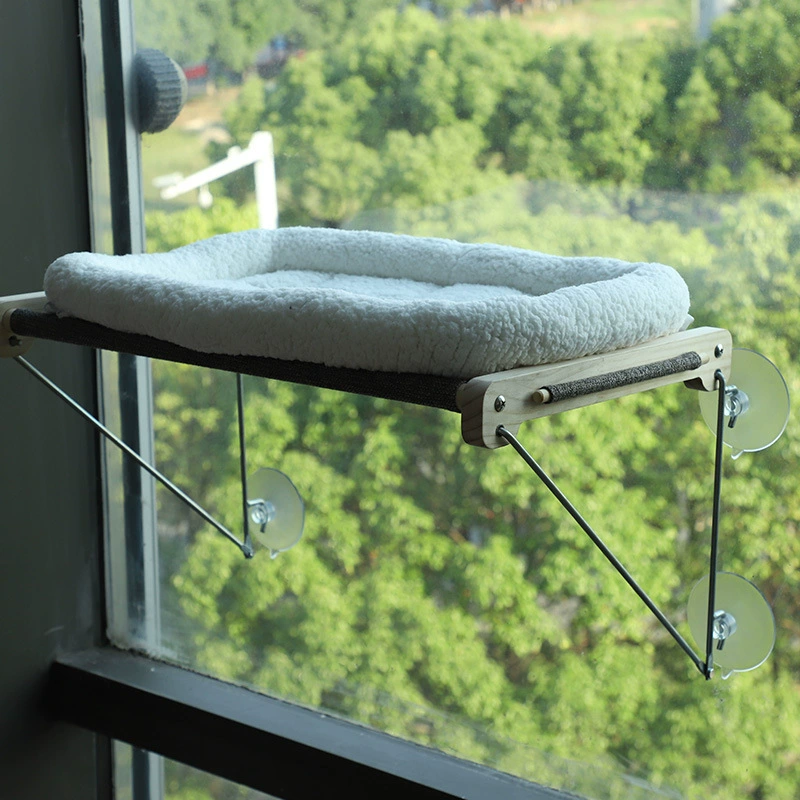 Поставка твердой древесины кошка царапина доска гамак висит стеклянная присоска кошка гнездо Интернет знаменитости балкон подоконник просмотр кошка качели