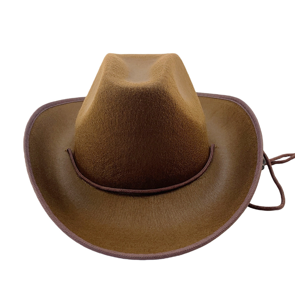 Sombrero de Vaquero Occidental de Fieltro, Borde Ancho y Enrollado para Fiestas