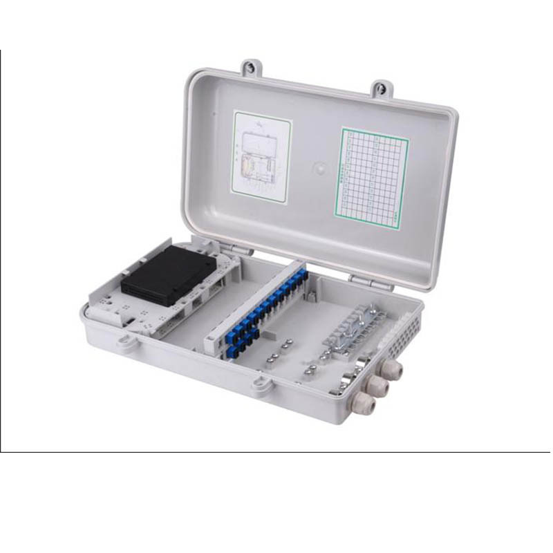 光纤分纤盒24芯光纤分纤箱盒式PLC分光器楼道配线箱室外塑料抱杆