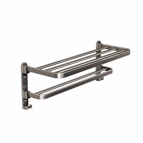 Space aluminum bathroom gun gray towel rack integrated punch-free bathroom toilet storage rack wall-mounted towel rack