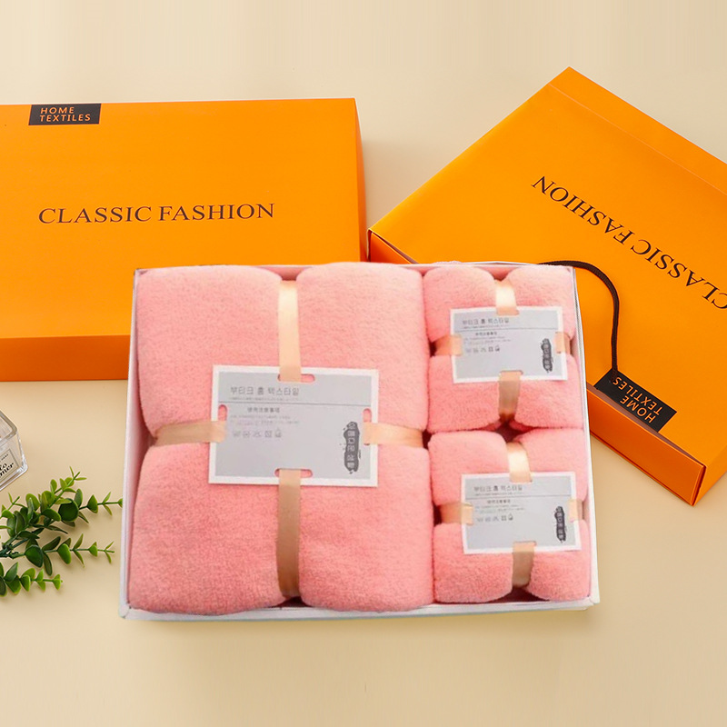 Coral velvet towel bath towel gift box suit thickened absorbent insurance company annual meeting wedding return gift gift