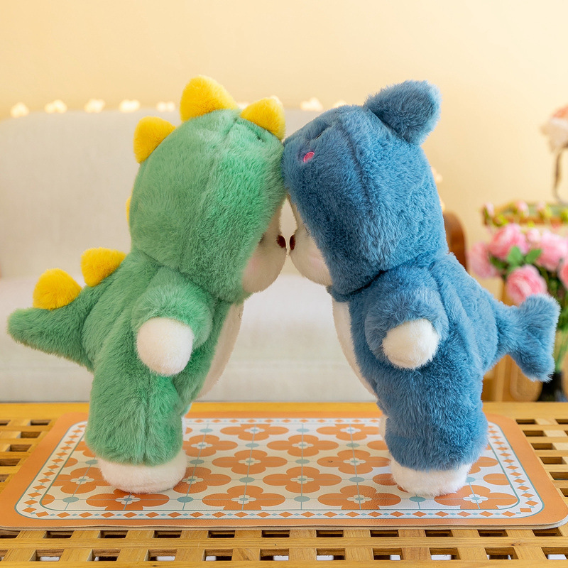 Muñeco de peluche oso transformable articulado, juguete kawaii de máquina atrapapremios, diseño de dinosaurio adorable