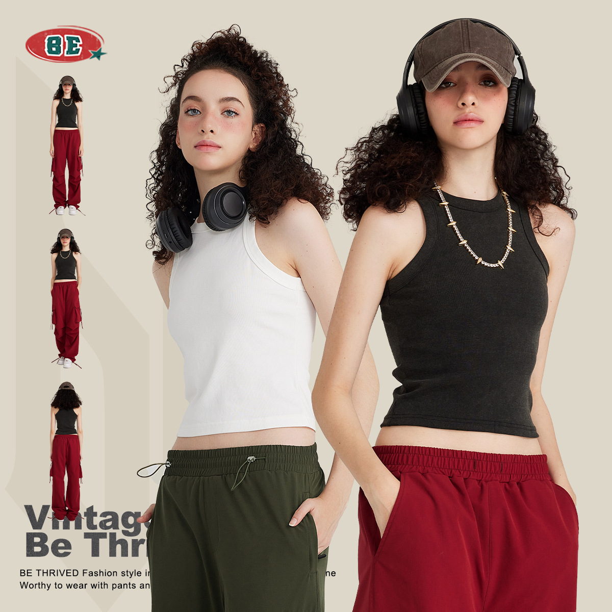 Top corto tipo camiseta sin mangas estilo Kendall Jenner para mujer, de BE Women, verano 2025, moderno, resistente, lavado, para usar como prenda interior o exterior.