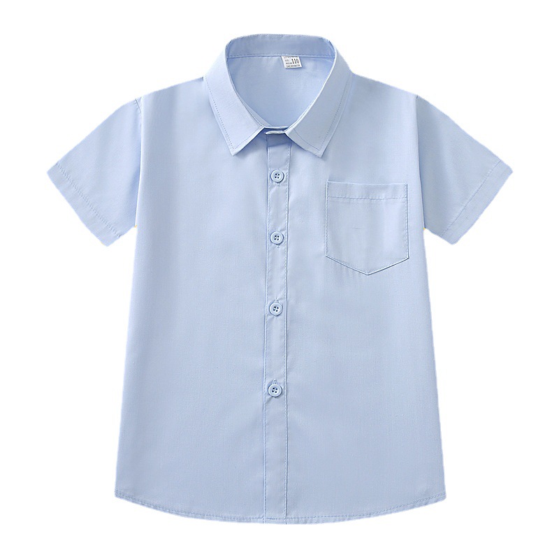 Boys' short-sleeved white shirt girls' short-sleeved white shirt blue short-sleeved shirt school uniform anti-wrinkle non-shrinking