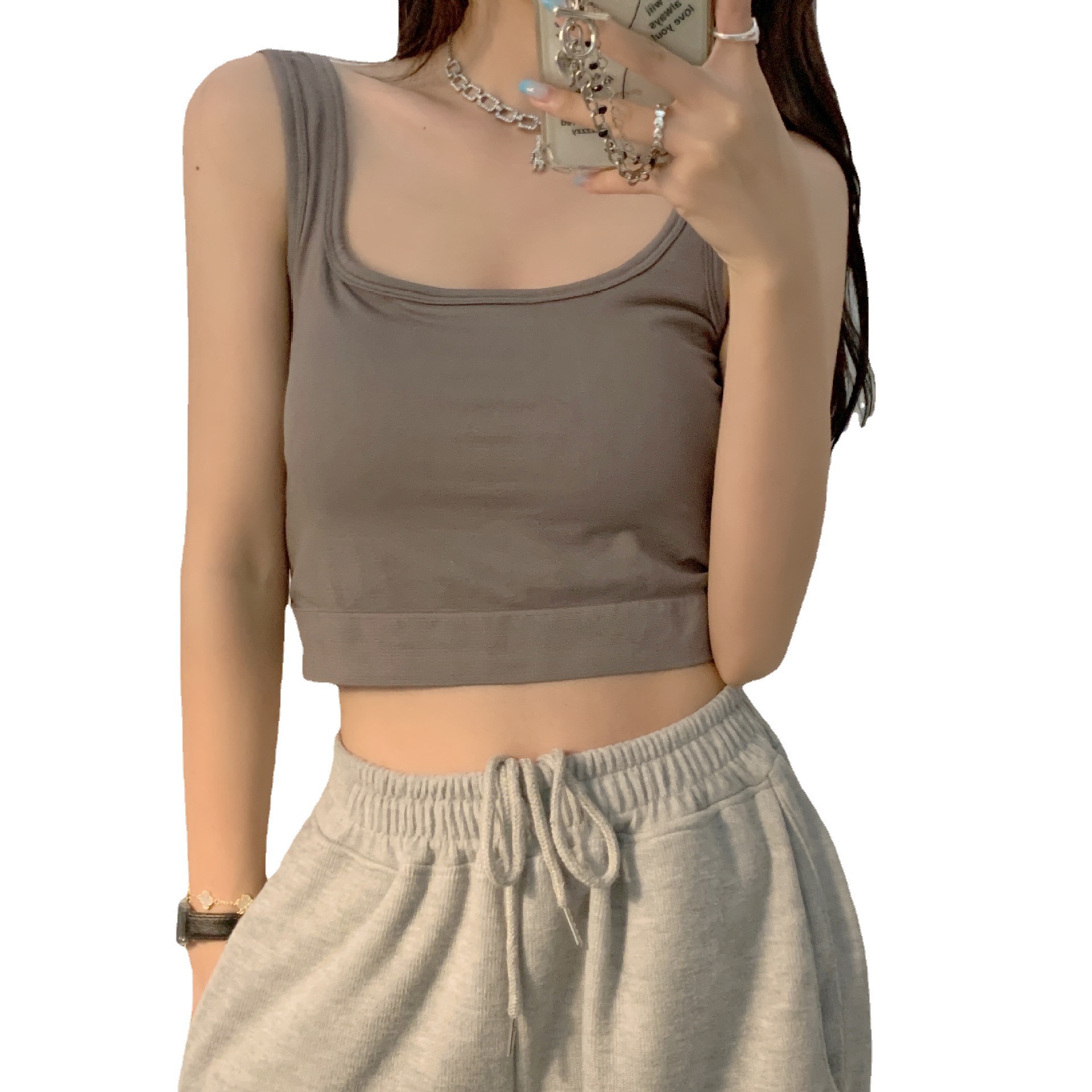 Nuevo 1809 Sling Chaleco con almohadilla en el pecho de las mujeres de una sola pieza inalámbrica deportes belleza espalda ombligo todo partido desgaste exterior base