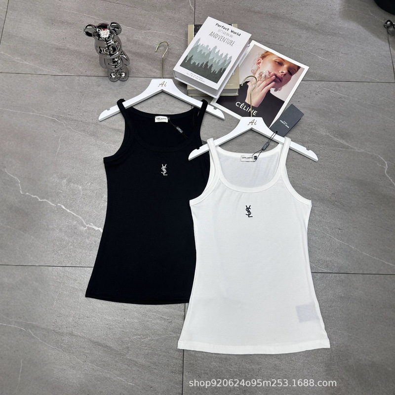 Y26 New Summer Style Ribbed Camisole with Embroidery, Slim Fit, Flattering and Versatile