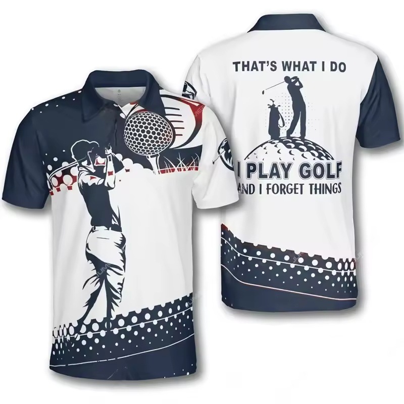 2025 Men's 3D Printed Golf Polo Shirt Skull Pattern Short Sleeve Lapel Top Streetwear