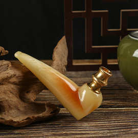 便携过滤烟嘴 仿牛角男士烟斗立式可拆洗烟斗树脂可刻字烟斗批发