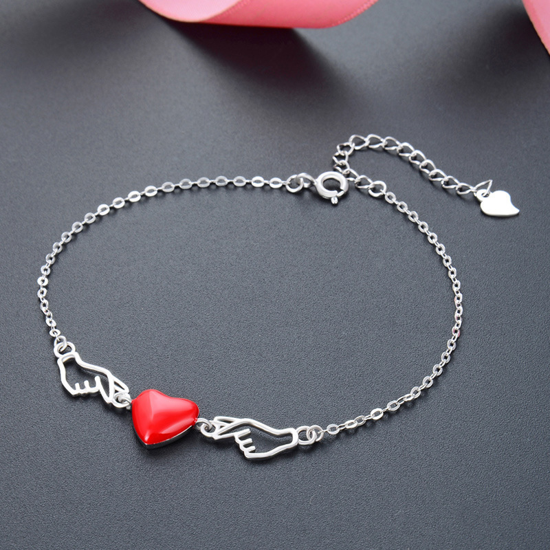 S925 plata esterlina goteo amor pulsera joyas de mano creativas mujeres suministro al por mayor un agente de venta