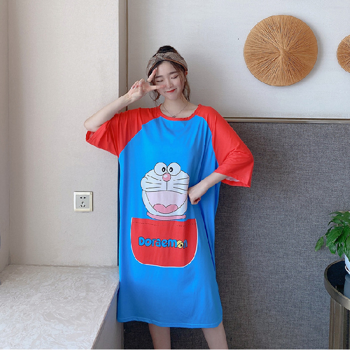 Venta caliente de Oriente Medio varios camisones de manga corta de verano Pijamas de estilo coreano del sudeste asiático Vestido de manga corta de verano para mujer Ropa suelta para el hogar