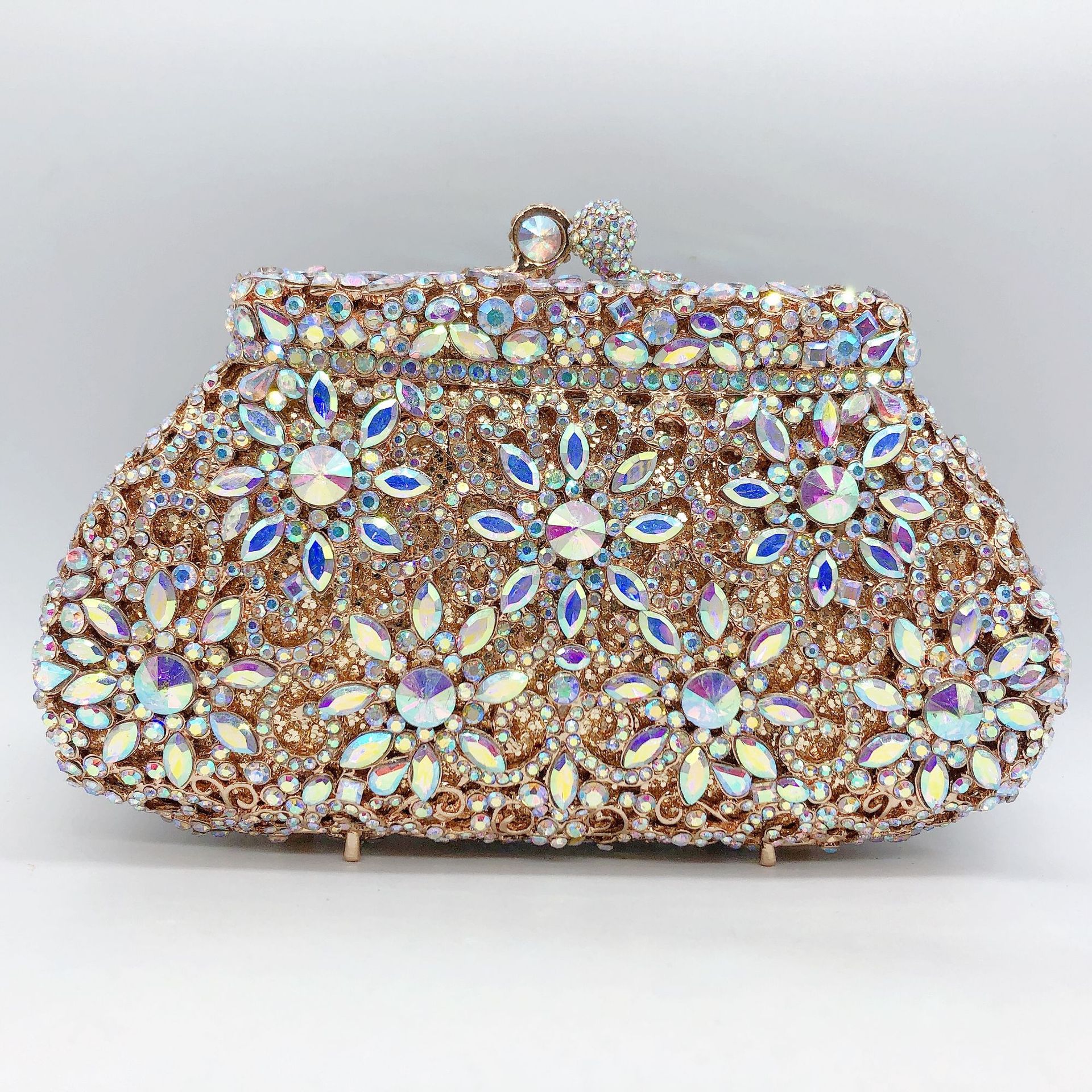 BL004 AliExpress bolsas de diamante de agua de cristal de metal de aire bolsas de cena de diamantes bolsas de mano damas púrpura