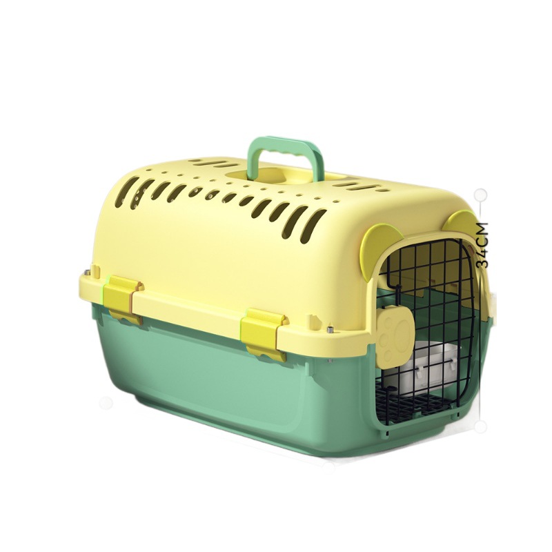 Caricatura de dibujos animados lindo lindo oso caja de aire de colores lindos perros gatos fuera de la caja de transporte aéreo jaula de mascotas jaula