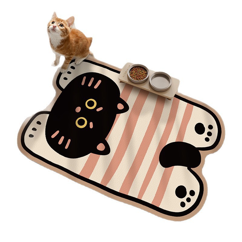 Cojín de comedor de mascotas creativo de dibujos animados resistente a la suciedad, cojín de cuero limpiable, resistente al desgaste y al rasguño, fácil de cuidar, cojín antideslizante