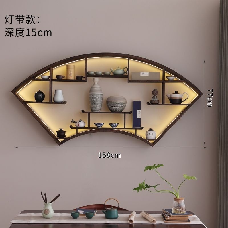 【仿古】博古架实木置物架简约茶桌墙上摆件桌面挂墙展示架壁挂式|undefined