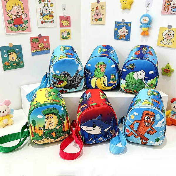 New Cute Anime Cartoon Shanhaijing Stylish Baby Shoulder Bag for Boys and Girls, Crossbody Bag, Children's Chest Bag