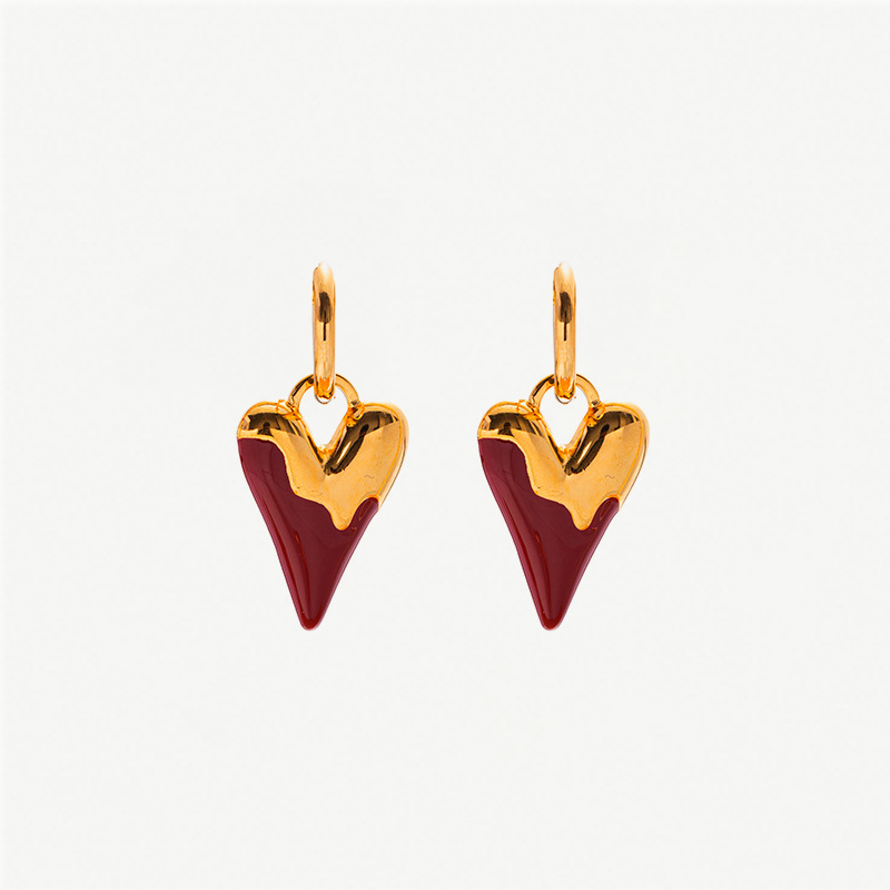 TENA Europa y los Estados Unidos de moda auriculares de acero inoxidable lujo ligero alto amor 18k oro titanio acero goteo de aceite INS ventana mujer