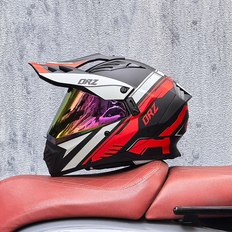 Cascos de Motocicleta Transfronterizos, Cascos de Carretera, Cascos de Una Sola Lente para Hombres y Mujeres, Cascos Integrales de Rally para Carretera y Todoterreno, Cascos para Viajes de Larga Distancia en Motocicleta