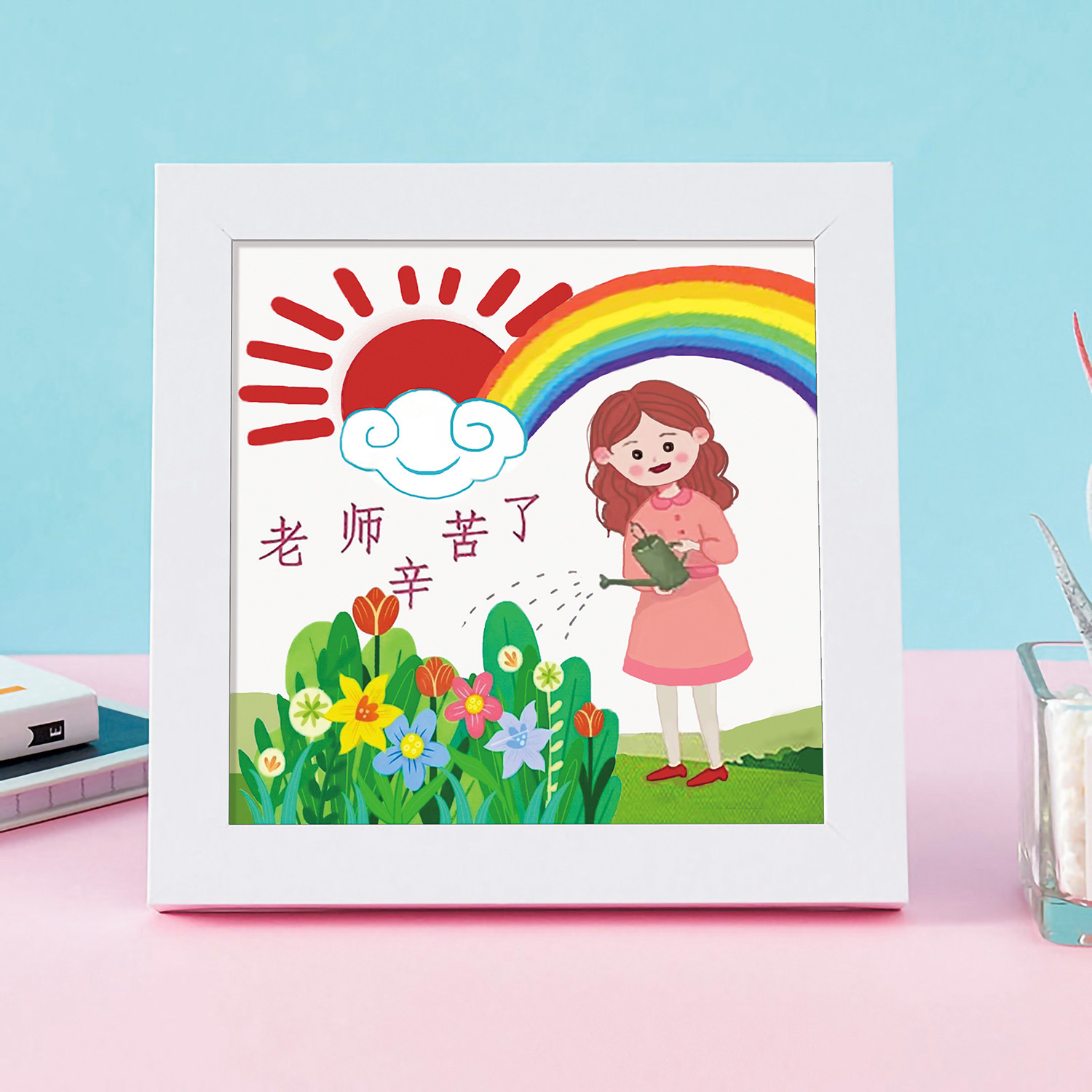 【Colección con marco】Auténtico punto de cruz de la Mona Lisa, punto de cruz infantil con dibujos animados. image 15