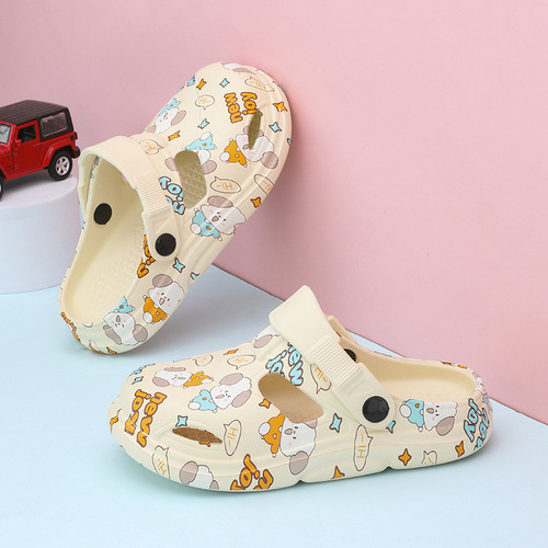 Summer New Children's Hole Shoes for Boys, Cartoon Cute Indoor Home Shoes for Girls, Slides for Outdoor Wear, Beach Shoes