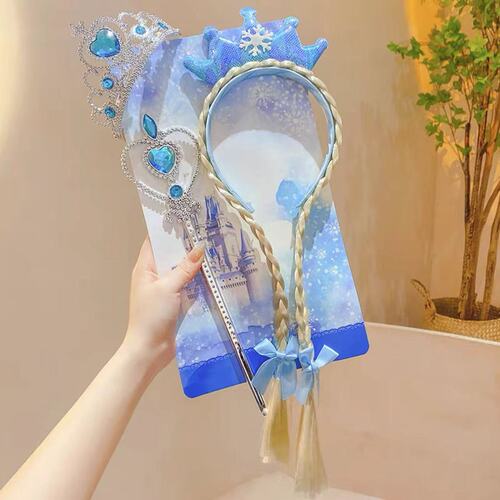 Children's hair accessories braided crown three-piece set Frozen Elsa Princess children's hairband