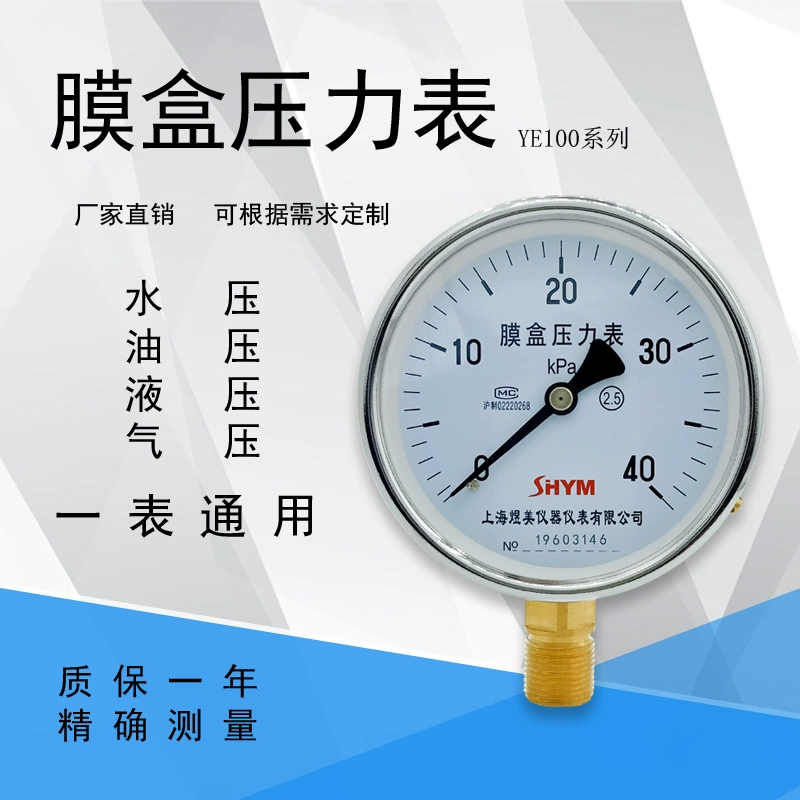 Датчик давления газа YE100 0-25KPa 40KPa 60KPa 16kpam20*1,5 сильфонный манометр