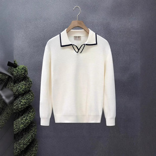 Light Mature Style Casual Lapel Sweater Men's Trendy Brand New Style Men's Warm Top for Autumn and Winter 2024