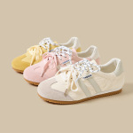 真皮德训鞋女2025新款复古平底休闲运动板鞋轻便软底舒适小白鞋潮