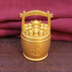 仿銅一桶金元寶把玩件日進斗金辦公室客廳桌面擺件鎏金辦公室禮品