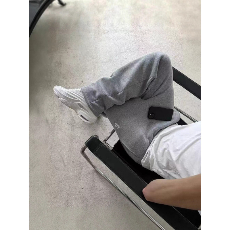 跨境欧美复古y2k街头潮流嘻哈随性松紧腰拉链宽松纯色运动休闲裤|undefined