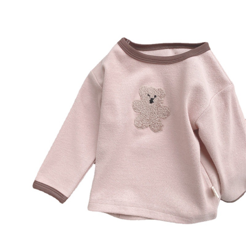 Suéter para niños bebé ropa de primavera y otoño estilo coreano ropa para niños bebé jersey de manga larga oso camisa de fondo top de niña