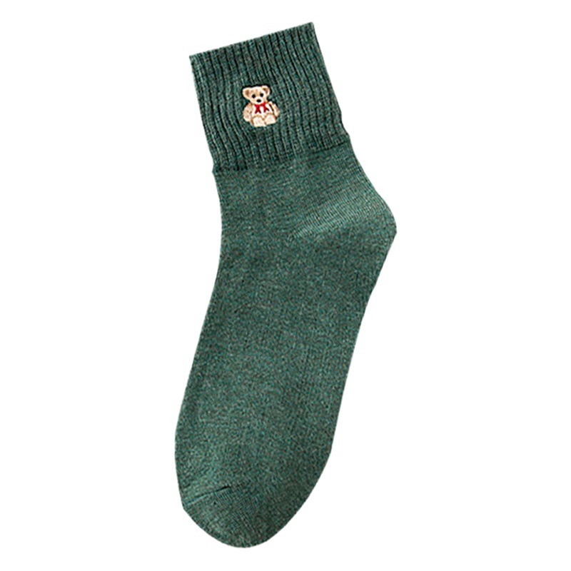 Primavera y otoño cálidos calcetines de media pantorrilla para mujer Estilo japonés bordado de boca suelta color sólido transpirable Zhuji calcetines de algodón entrega de una pieza