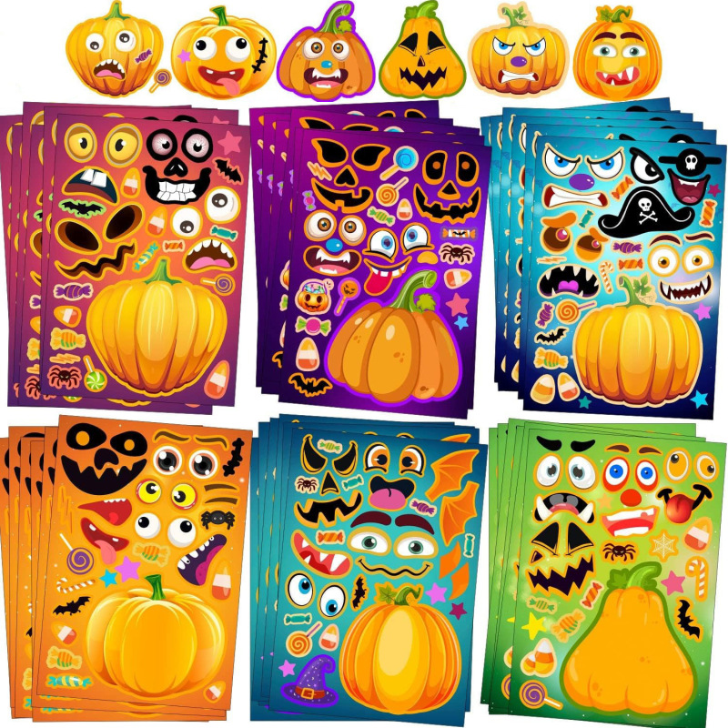 6 枚/パックハロウィンドレスアップ子供のおもちゃステッカーホリデーデコレーション粘着ステッカーラベル|undefined