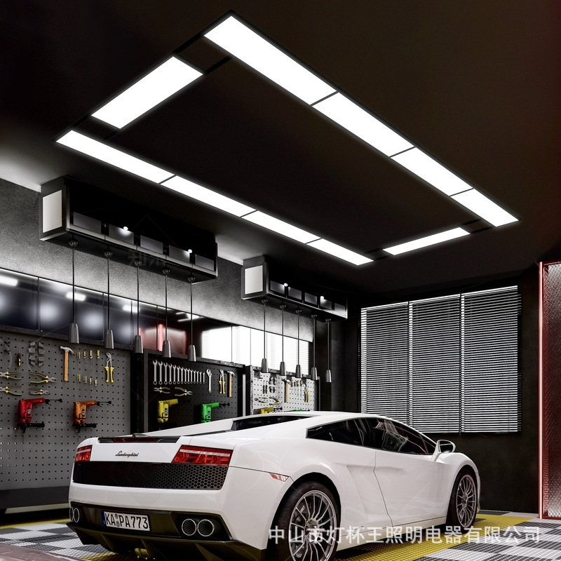 Lámpara de estación de inspección de mantenimiento de automóviles, lámpara de giro en forma de zigzag de boca especial, película, taller de belleza, sala de lavado de autos, lámpara de rejilla de palacio