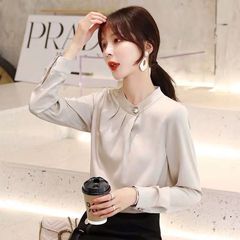 秋季女士雪纺衬衫女装春秋2025年新款潮长袖上衣时尚洋气打底衬衣