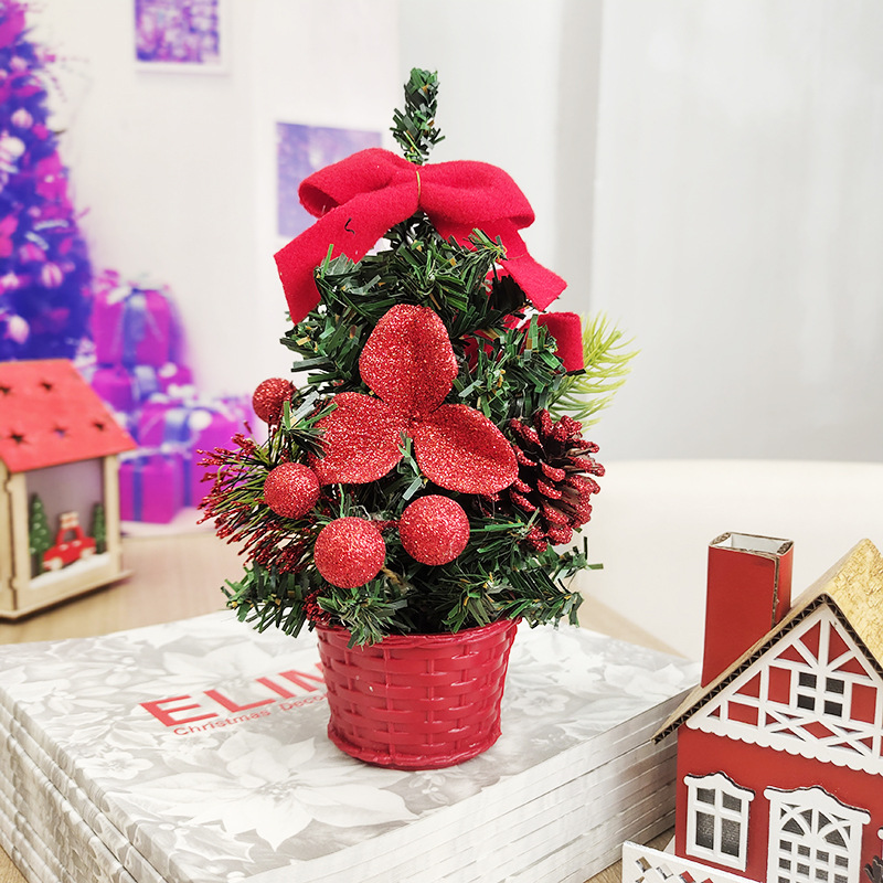 Transfronterizos nueva decoración de Navidad mini escritorio pequeño árbol de Navidad pequeño conjunto de decoraciones de pvc diseño de escena