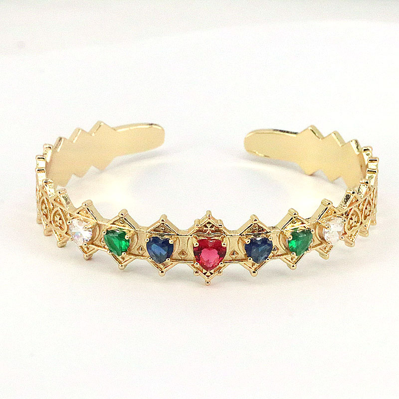 Fashion new style copper Gold-Plated Micro Inlaid Color Zircon Open Geometric Bracelet