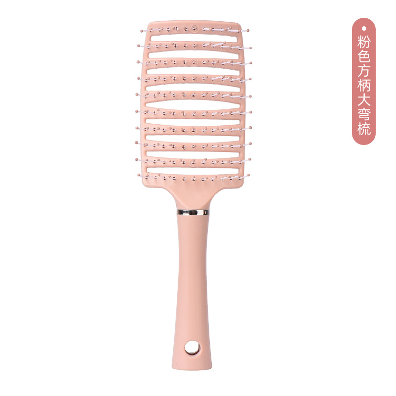 Vino rojo masaje peine grande curvado peine peluquería señora esponjosa forma curling peine pelo recto costilla peine de una sola pieza de entrega