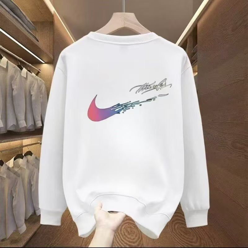 Pure Cotton Autumn and Winter Men's Velvet Thickeneded Round Neck Sweatshirt Youth Sports Trendy Spring & Fall Terry Sweatshirt