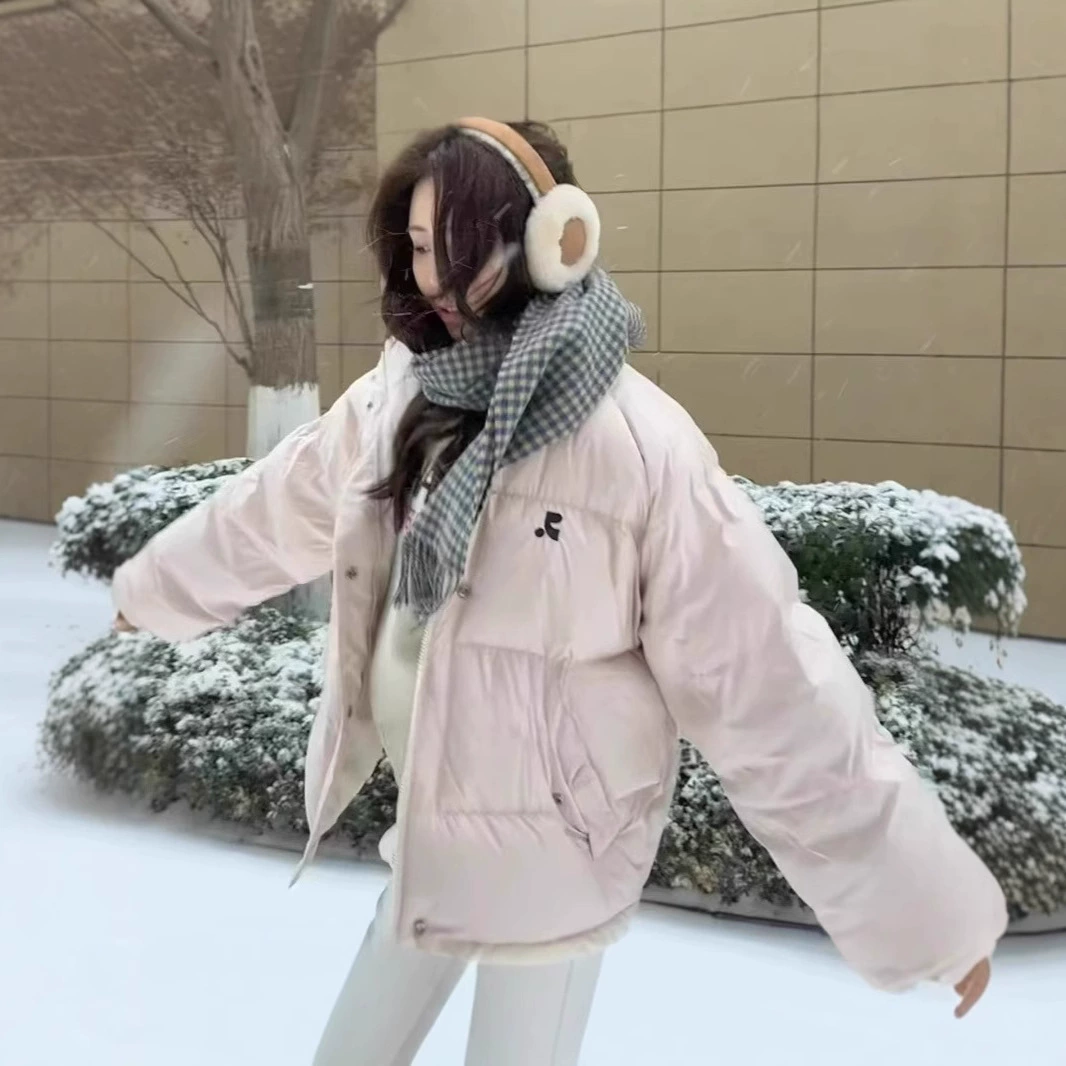 Jimo Оригинальная фабрика RR вышивка 2024 зима новый сплошной цвет пуховик