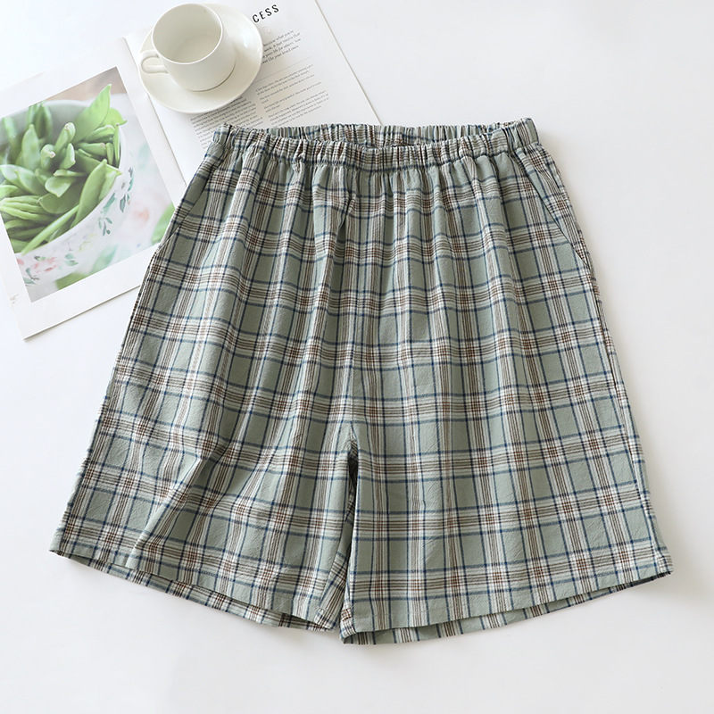 Cotton Plaid Men's Shorts And Sleeping Pants | Spring, Summer, And Autumn Thin Loose Five Quarter Home Pants_voghion.com