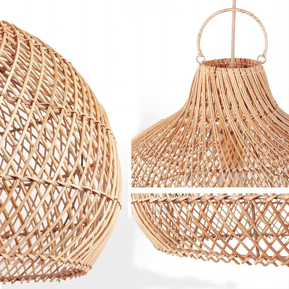 Lámparas nórdicas creativo ratán pantalla sala de estar comedor cabecera B & B sala de té araña tejida