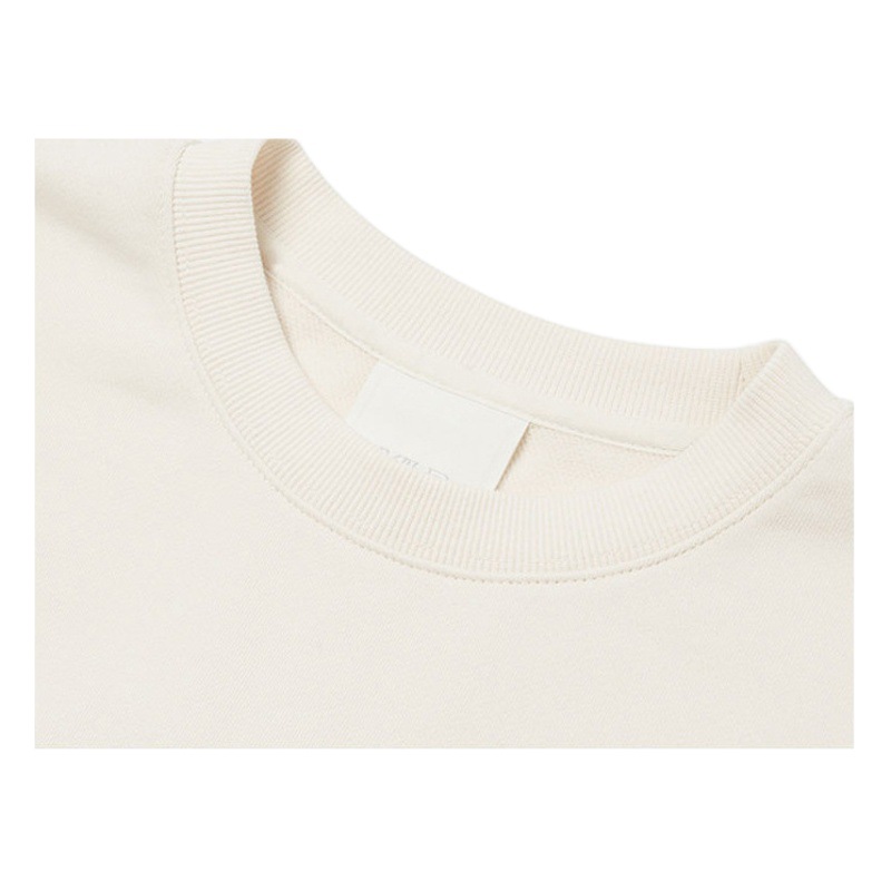 Chaqueta de manga larga con cuello redondo de rizo para otoño e invierno, de algodón puro, sin formación de bolitas, con hombros caídos, camisa publicitaria, ropa de trabajo, sudadera con impresión de logotipo personalizado.