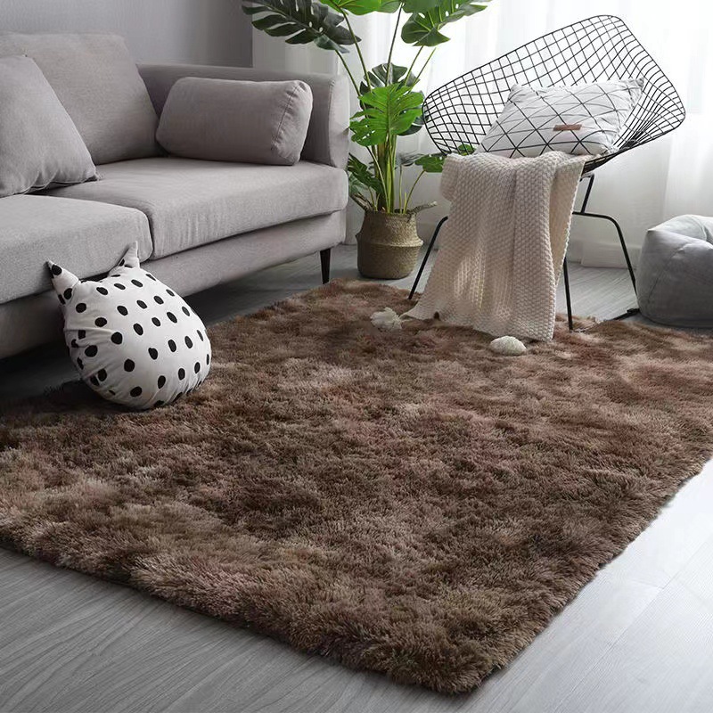 ins alfombra de lana de seda de viento sala de estar cubierta de color sólido pelo largo anti-deslizante alfombra de cama sofá alfombra de dormitorio mayorista