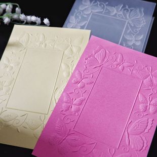 Butterfly decorative frame pattern 3D plastic bump embossing mold texture clip bump template embossing plate hand account tool