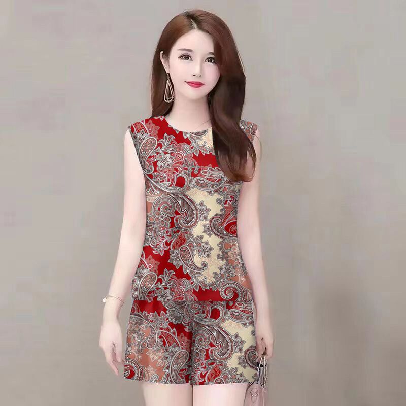 Casual sportswear ice silk new two-piece summer vest shorts women's suit women's fresh fashion sleeveless wholesale