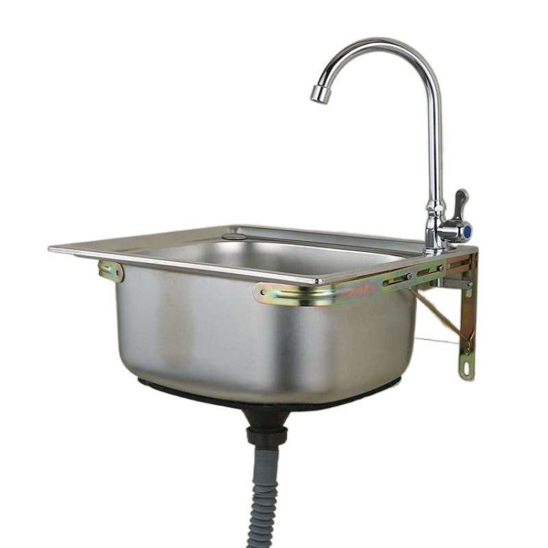 304 agua de acero inoxidable pequeño lavabo de cocina individual balcón fregadero paquete de lavabo simple con soporte fábrica al por mayor