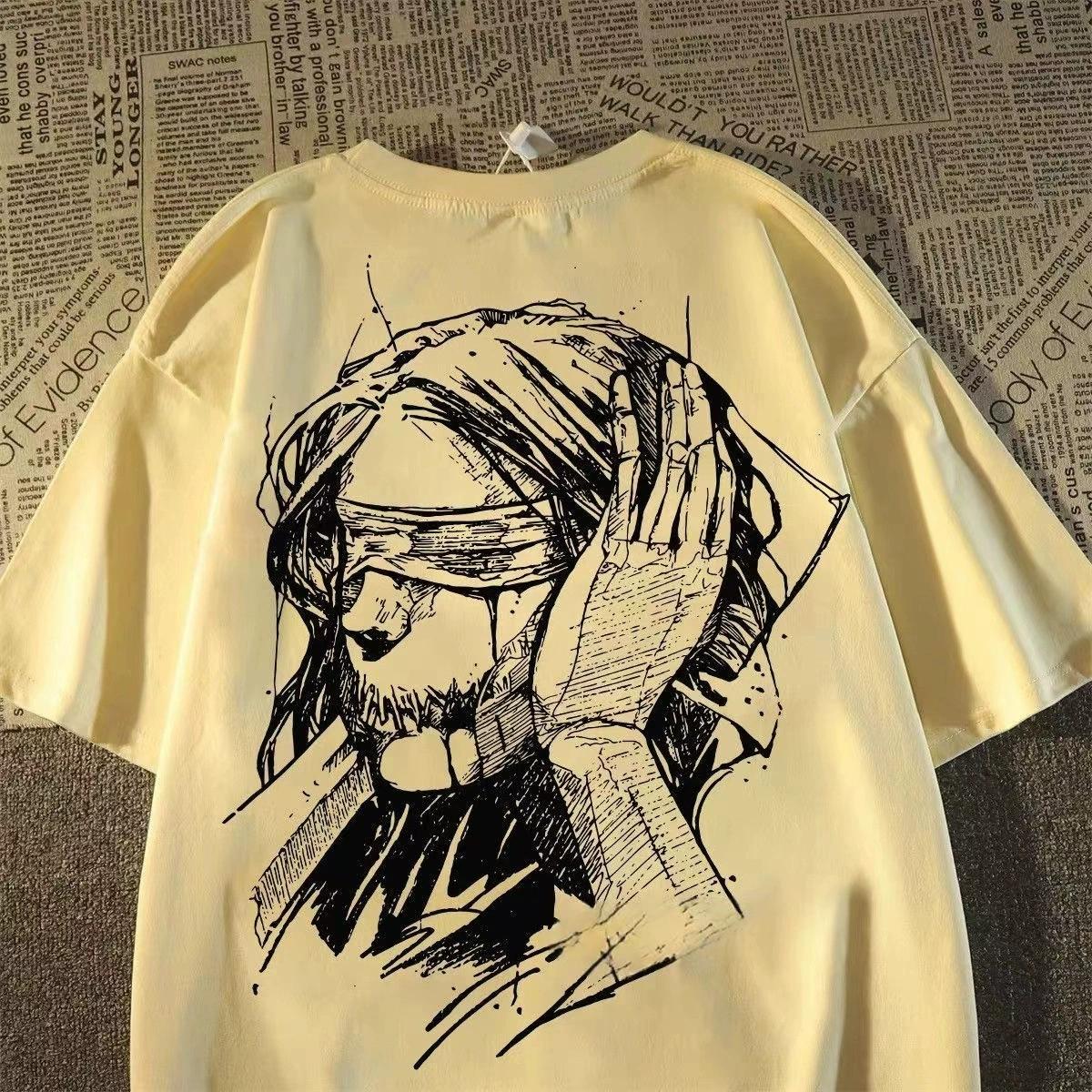 Cotton retro summer short sleeve T-shirt, high-quality style, loose fit