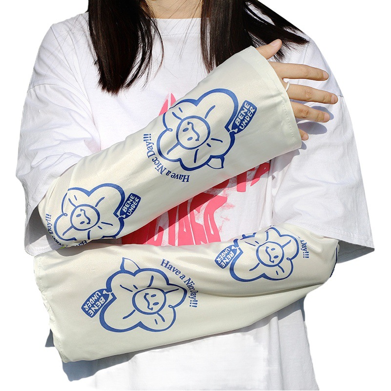 Manga de hielo verano de las mujeres protección solar de seda de hielo suelta protección solar manga de campana manga de soplo más tamaño protección uv boca ancha